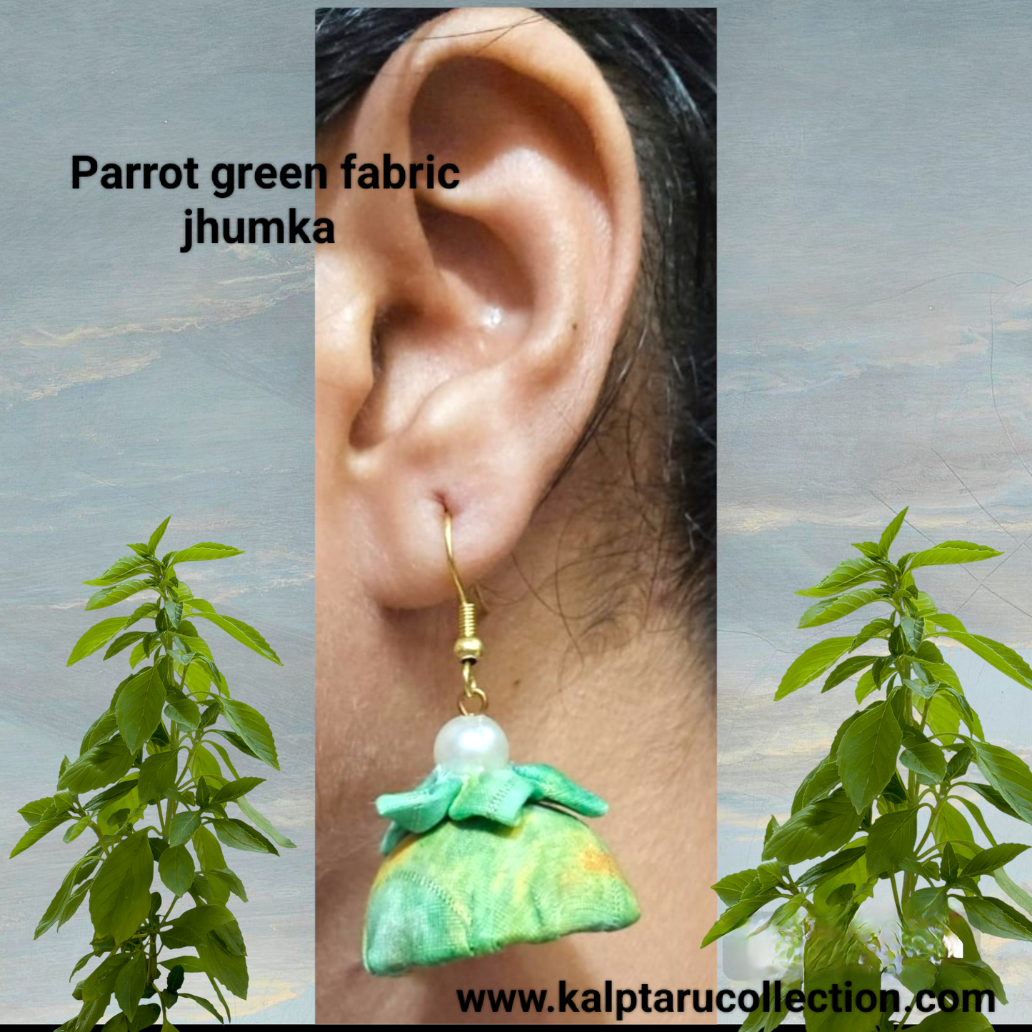 Parrot Green Fabric Beaded Necklace Set