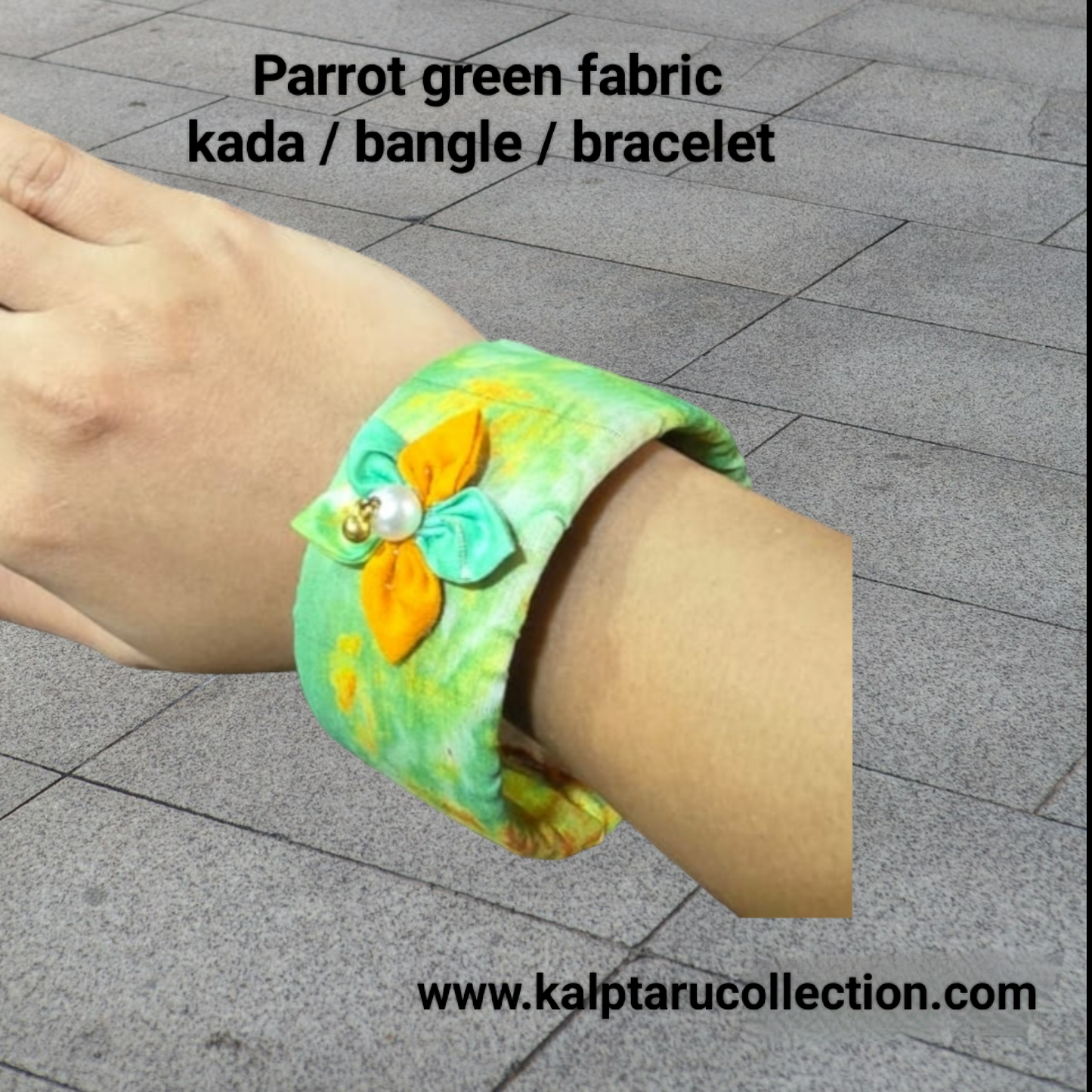 Parrot Green Fabric Beaded Necklace Set