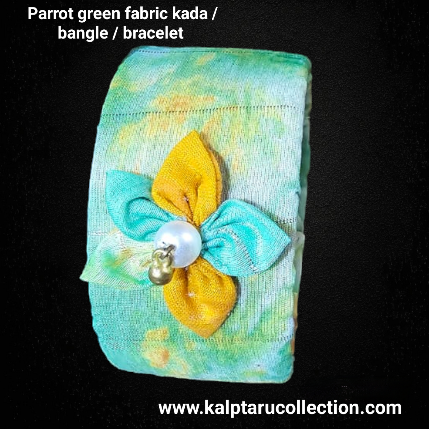 Parrot Green Fabric Beaded Necklace Set