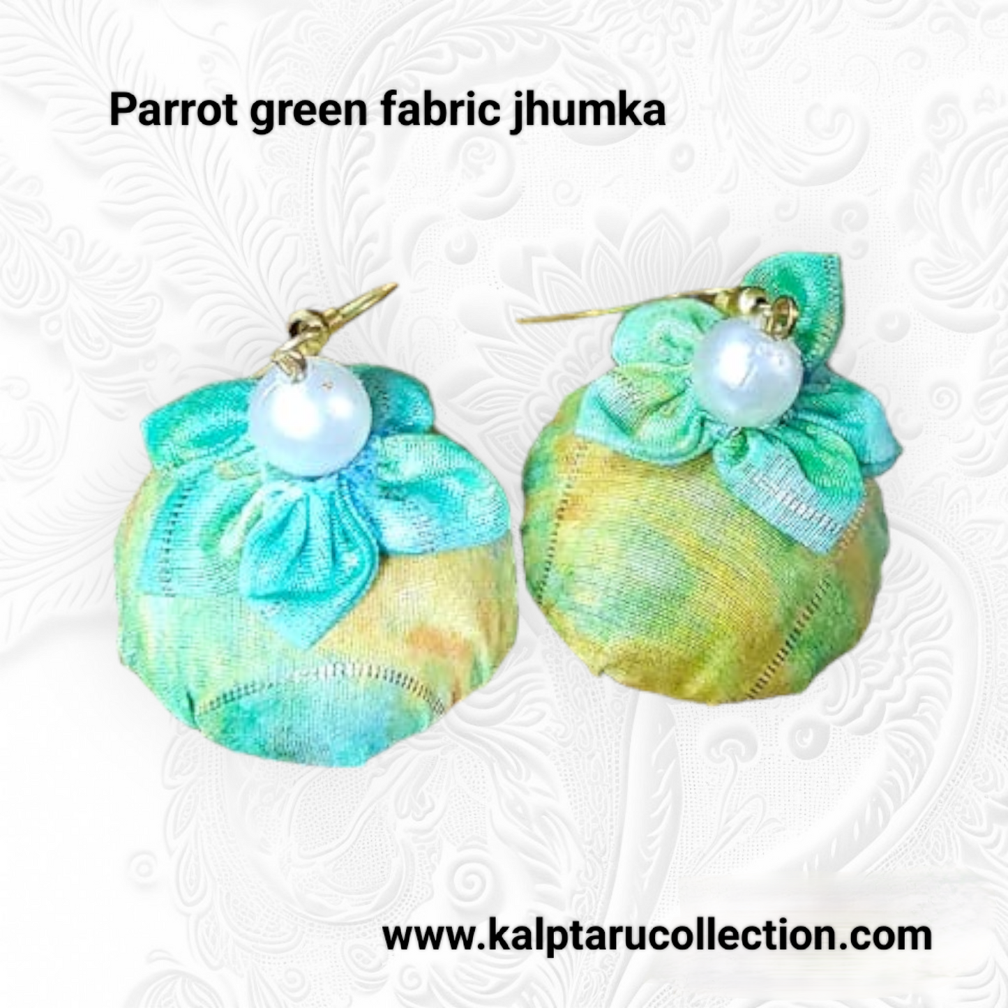 Parrot Green Fabric Beaded Necklace Set