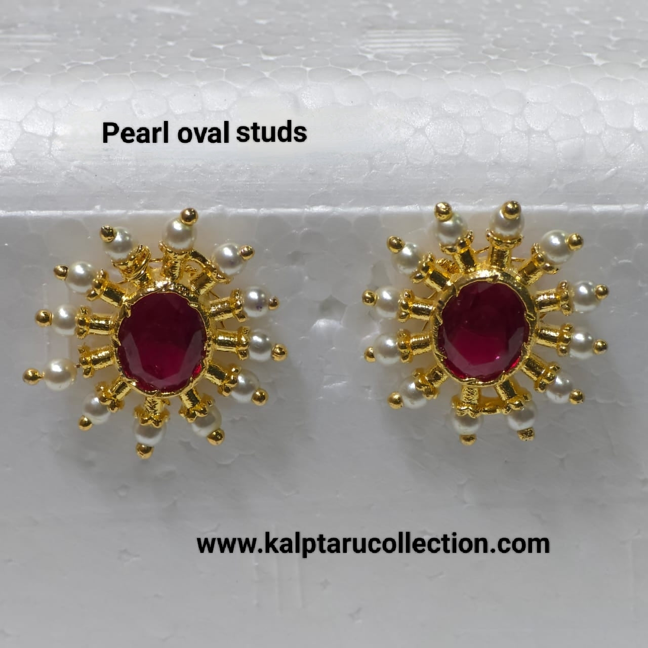 Pearl oval studs | Kalptaru Collection | kalptaru11217