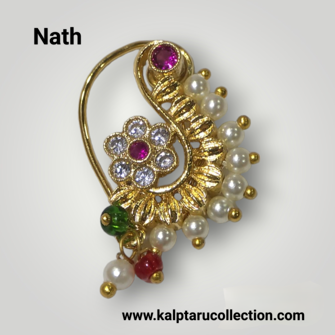 Goldplated Pearl S Sahpe Nath | Kalptaru Collection | kalptaru11217