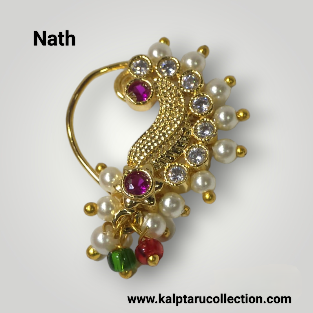 Goldplated Pearl S shape Nath | Kalptaru Collection | kalptaru11217