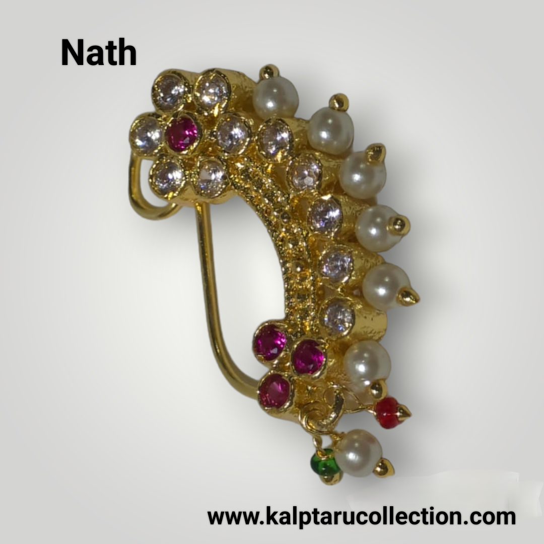Goldplated Pearl Nath | Kalptaru Collection | kalptaru11217