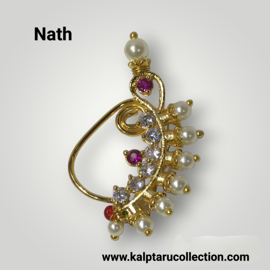 Goldplated Pearl Nath | Kalptaru Collection | kalptaru11217