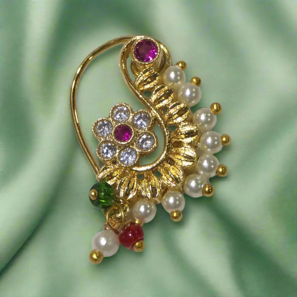 Goldplated Pearl S Sahpe Nath | Kalptaru Collection | kalptaru11217