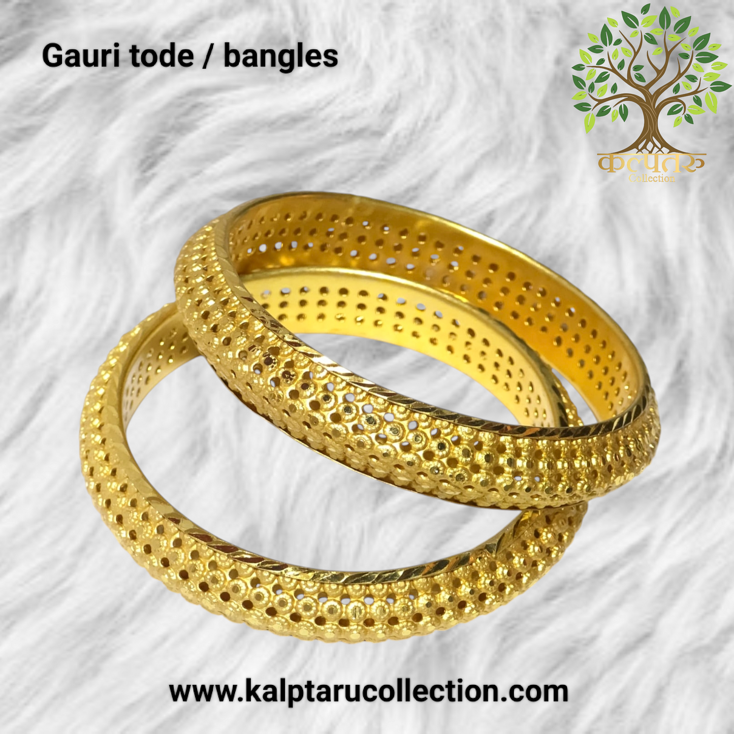 Traditional Maharashtrian Kolhapuri Micro Gold Plated Gauri Tode Bangles.