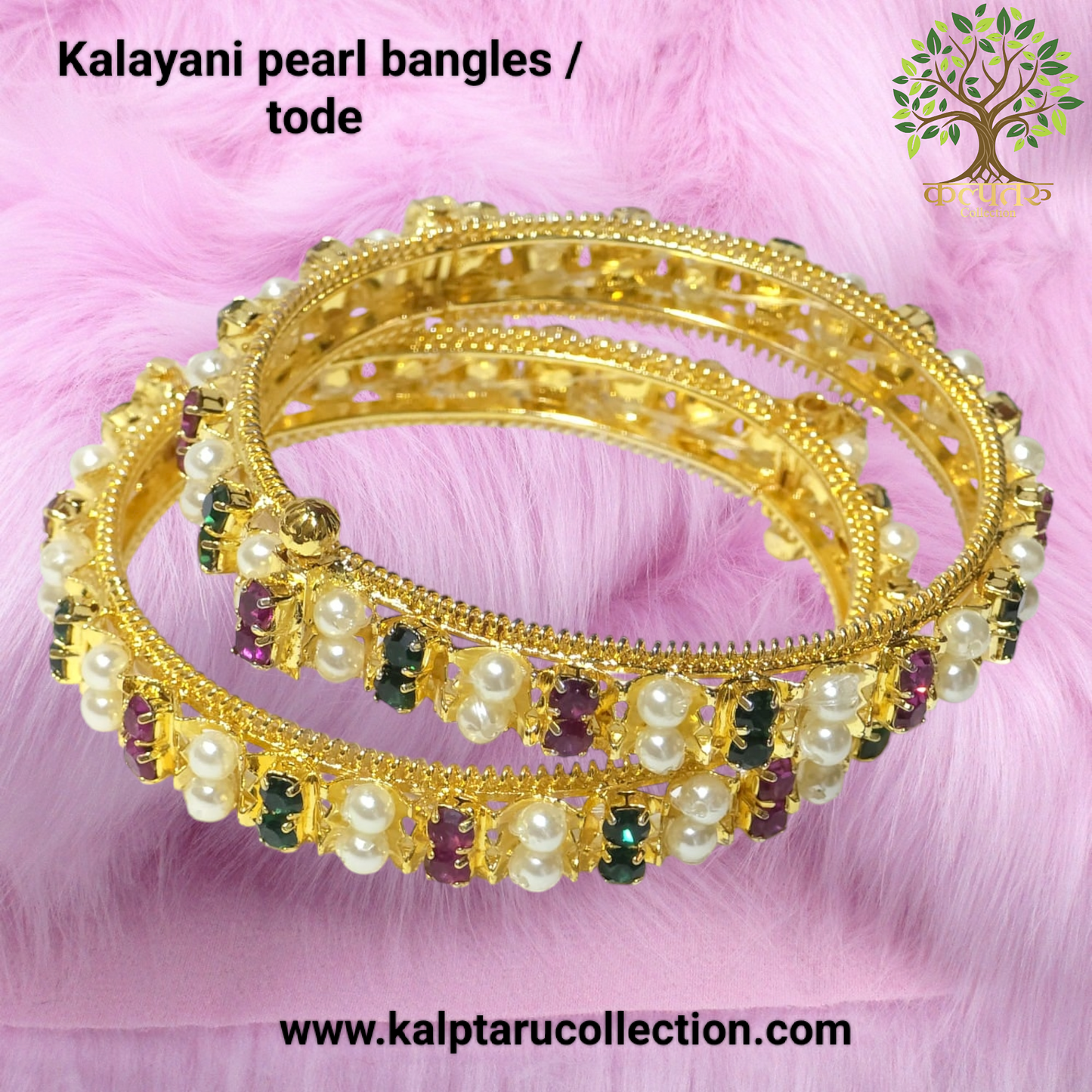 Maharashtrian moti bangles set in gold-plated finish – Kalptaru Collection.