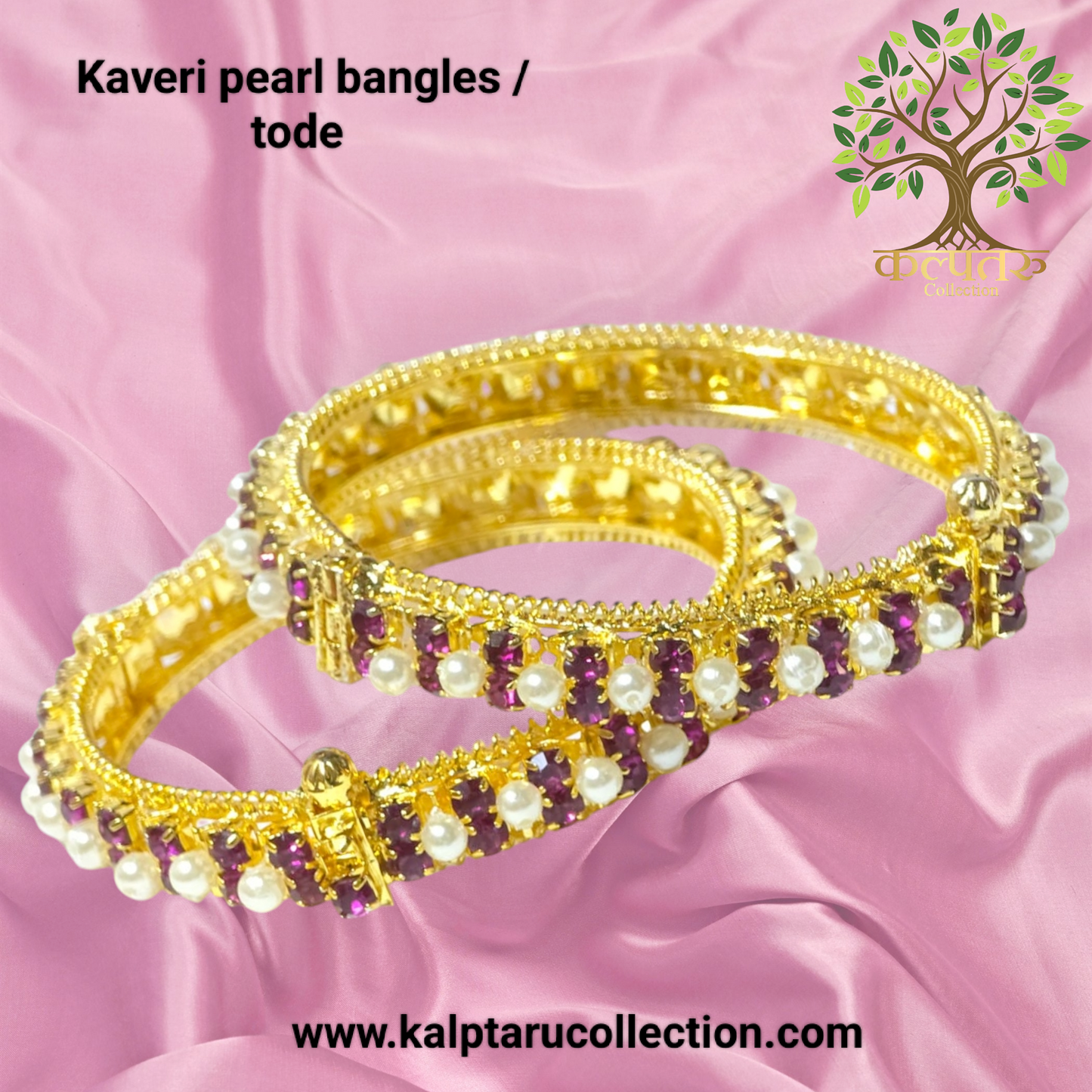 Kangan Tode Pearl Bangles for bride – gold-plated elegance at Kalptaru Collection.