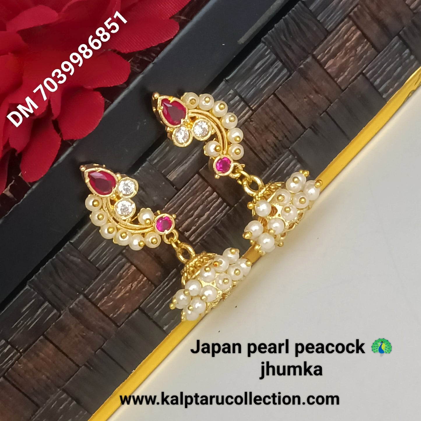 Pearl peacock jhumka