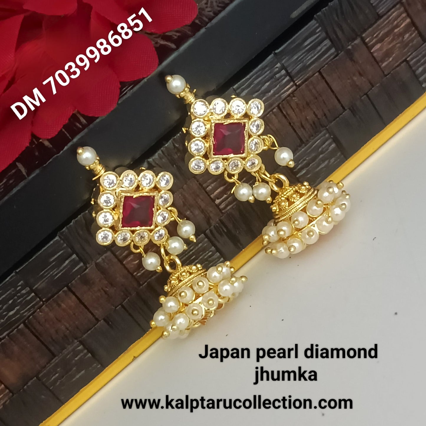 Pearl diamond jhumka