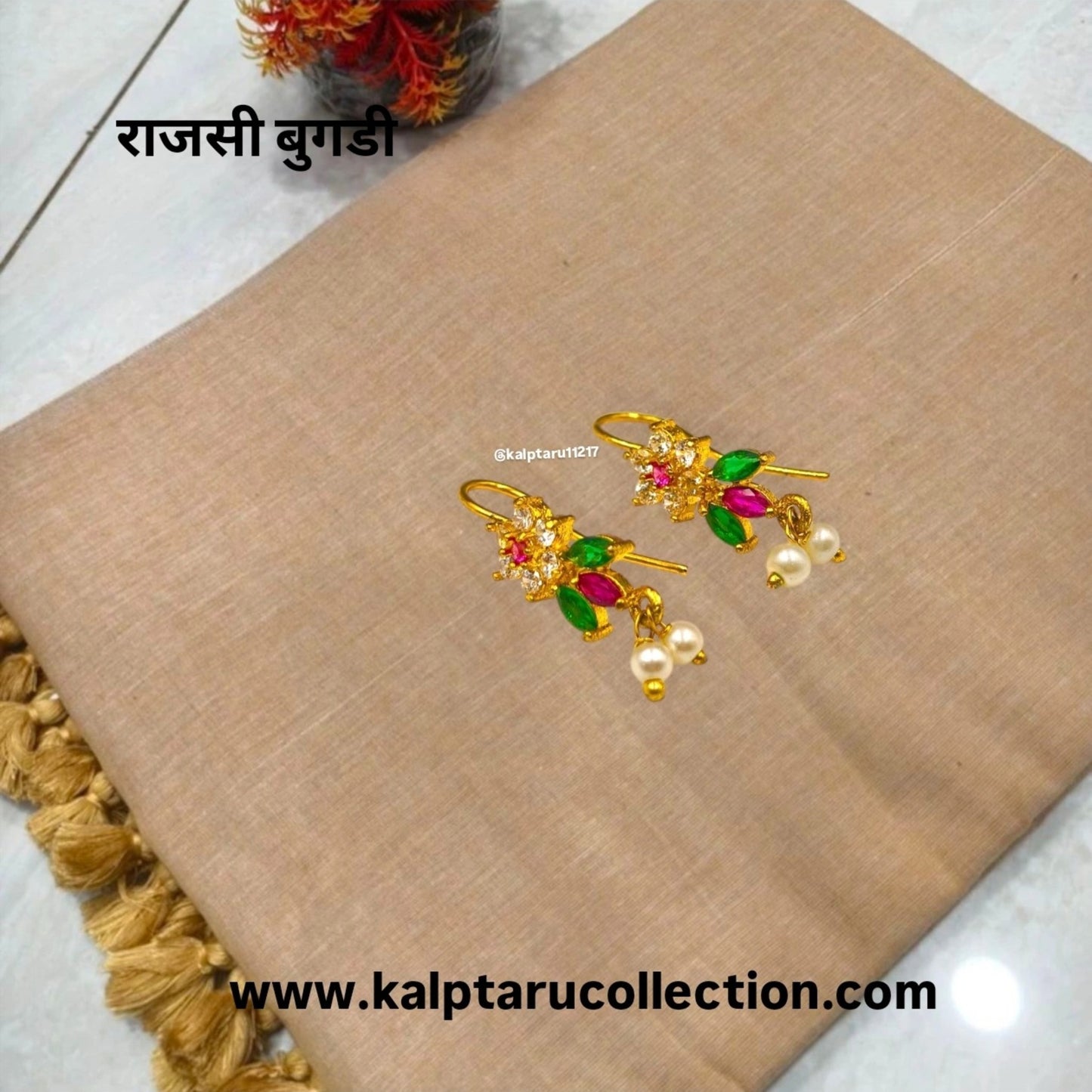 Gold-plated floral bugadi earrings for festive and ethnic look – Kalptaru Collection Brand