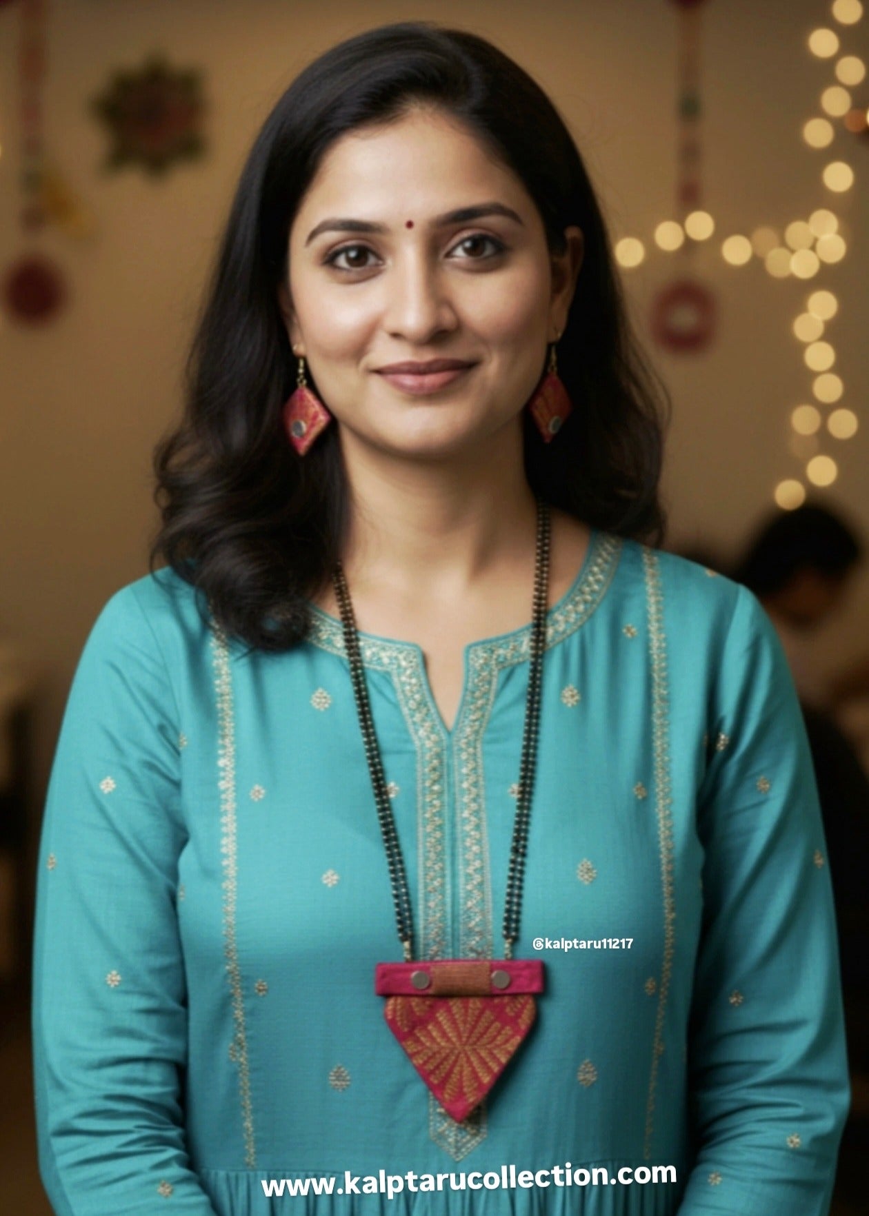 Handmade Fabric Mangalsutra with earrings for women at Kalptaru Collection