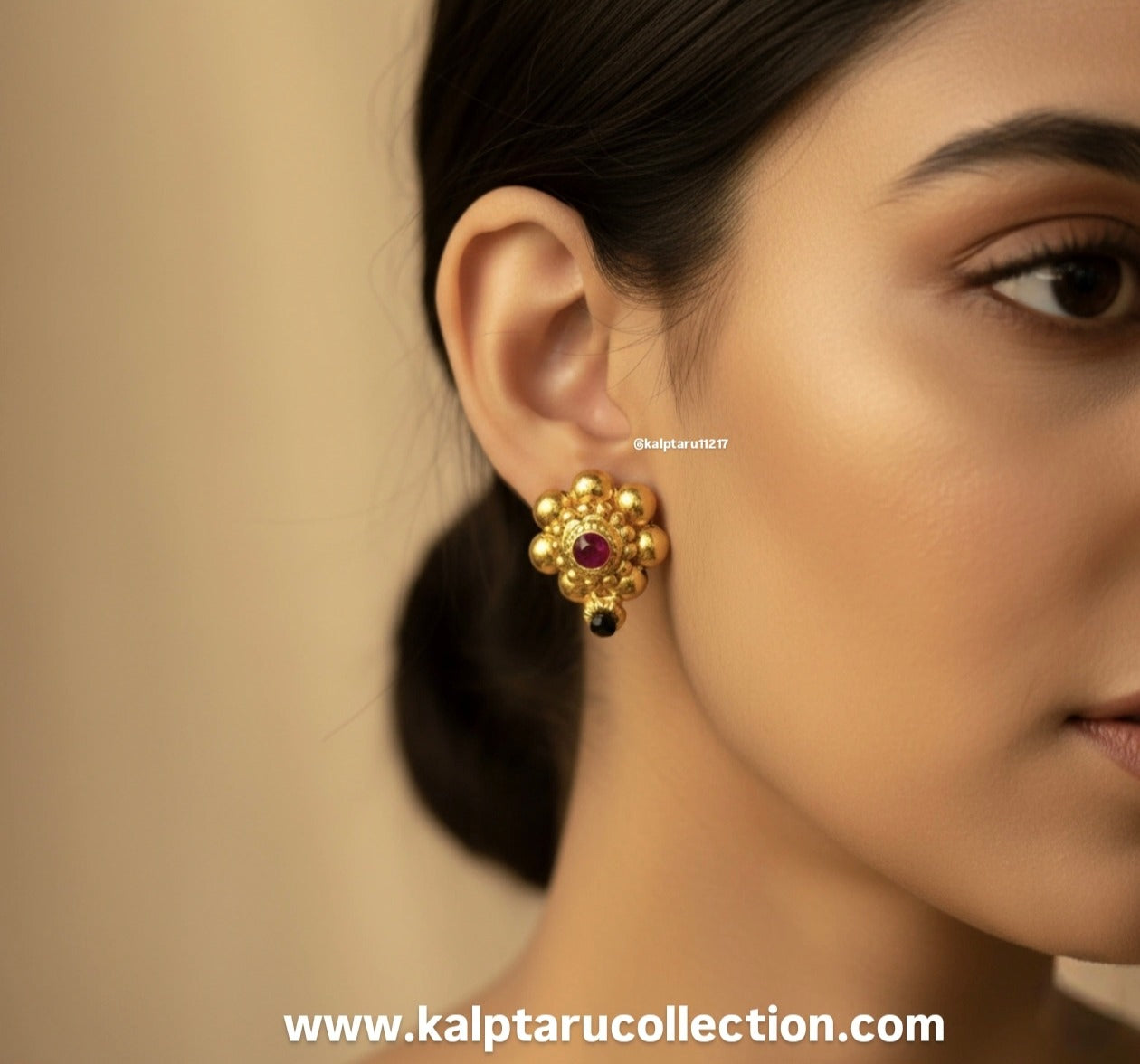 Designer gold plated stud earrings for girls Kalptaru Collection