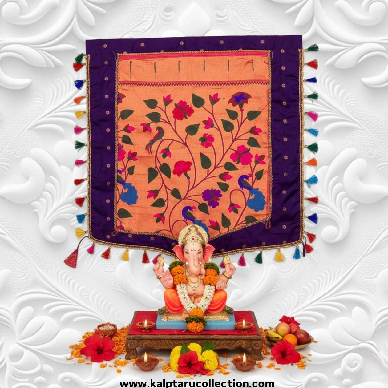 Peacock floral Ganpati decoration wall hanging – Kalptaru Collection
