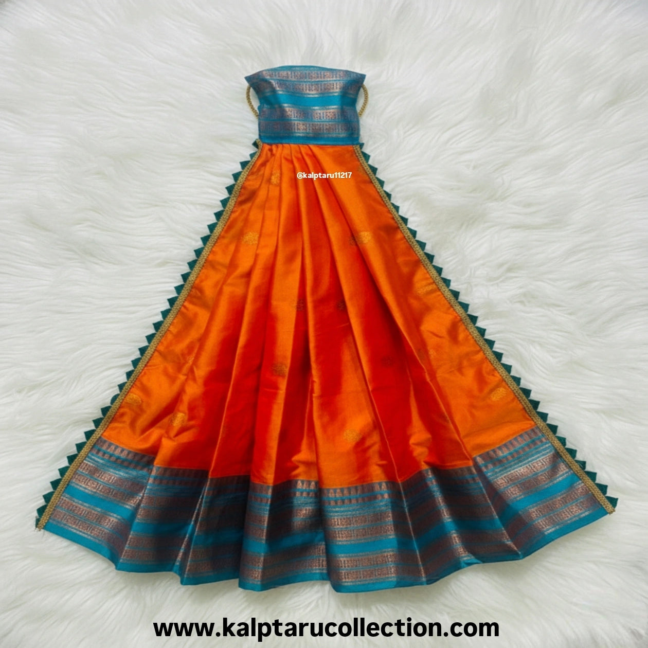 Orange paithani gudhi vastra for gudhi padwa festive by Kalptaru Collection