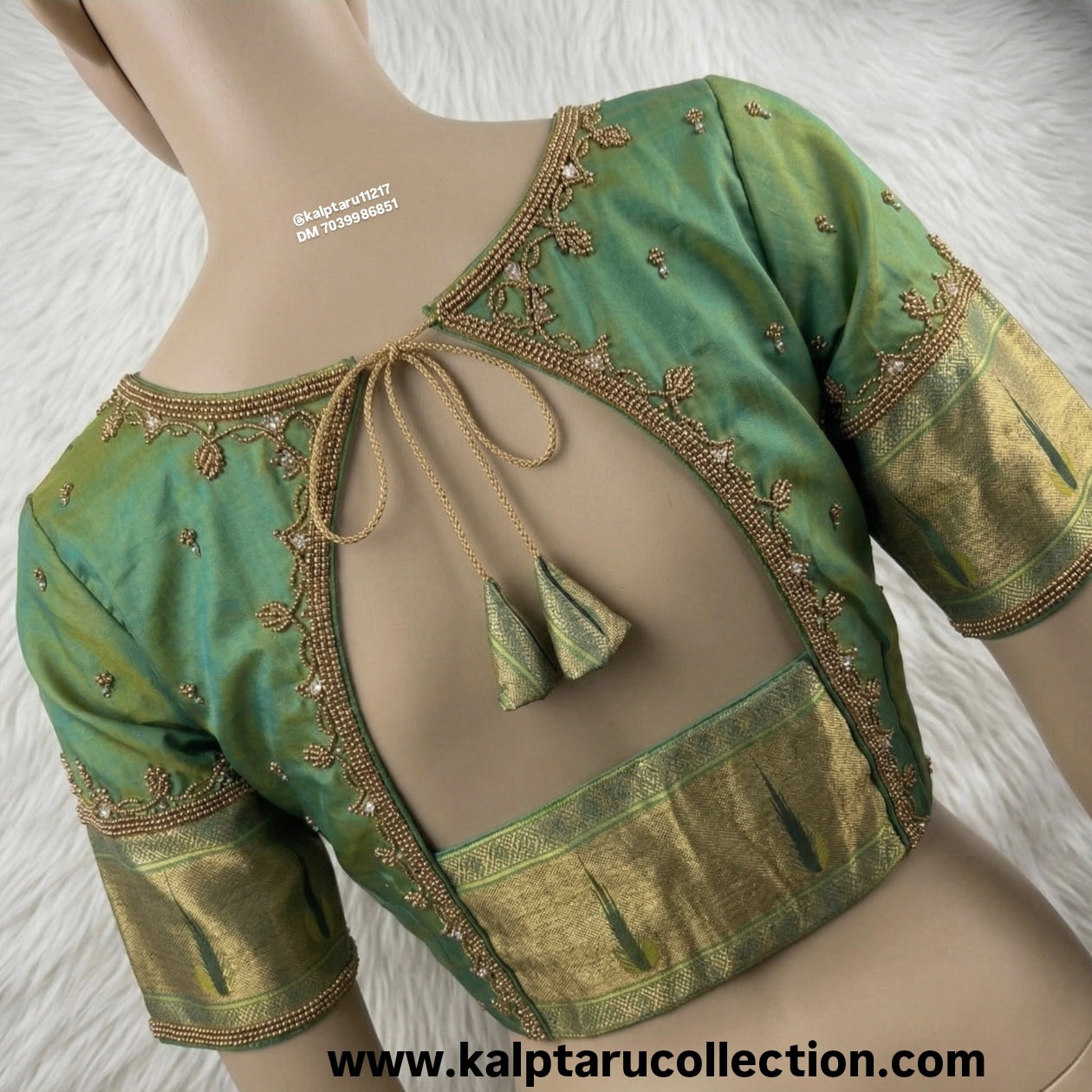 Buy now Premium paithani traditional saree with aari work stitched blouse - one stop solution online for family matching combo by Kalptaru Collection