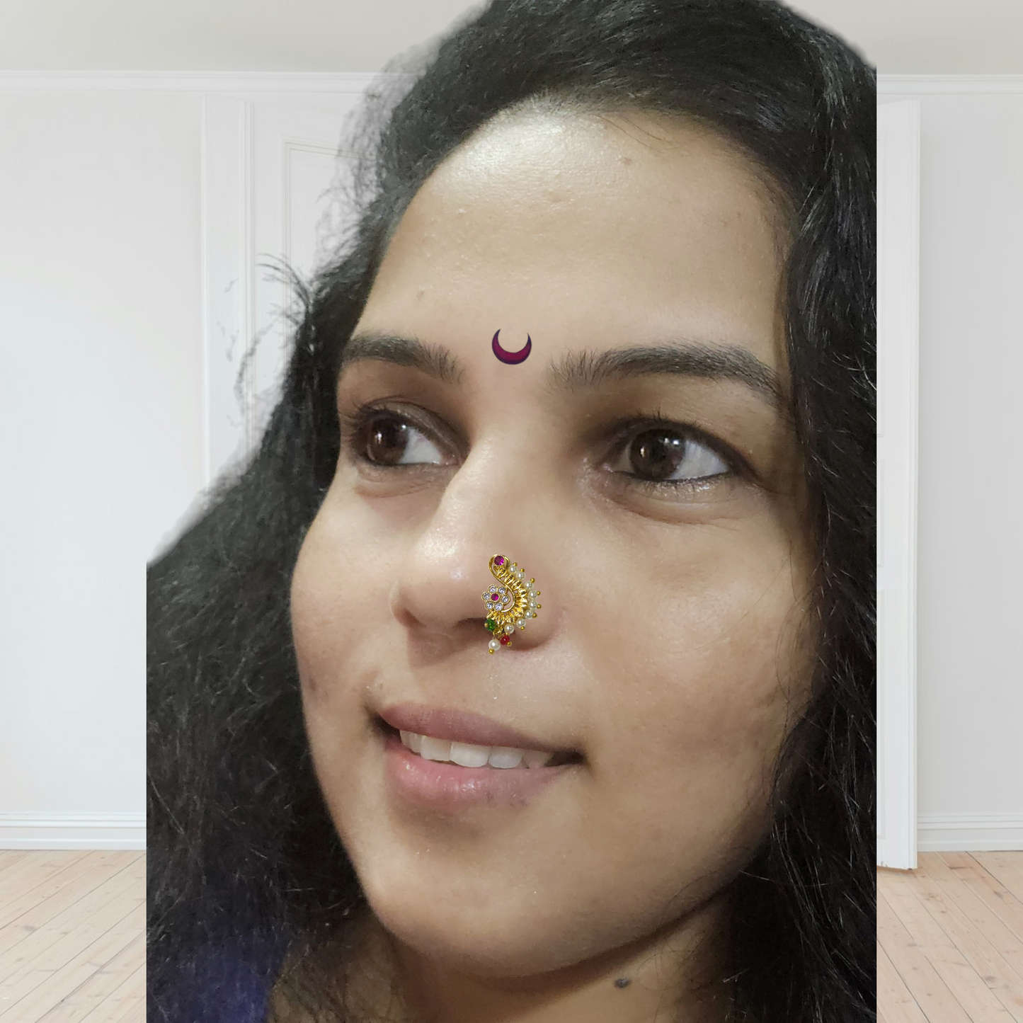 Goldplated Pearl S Sahpe Nath | Kalptaru Collection | kalptaru11217