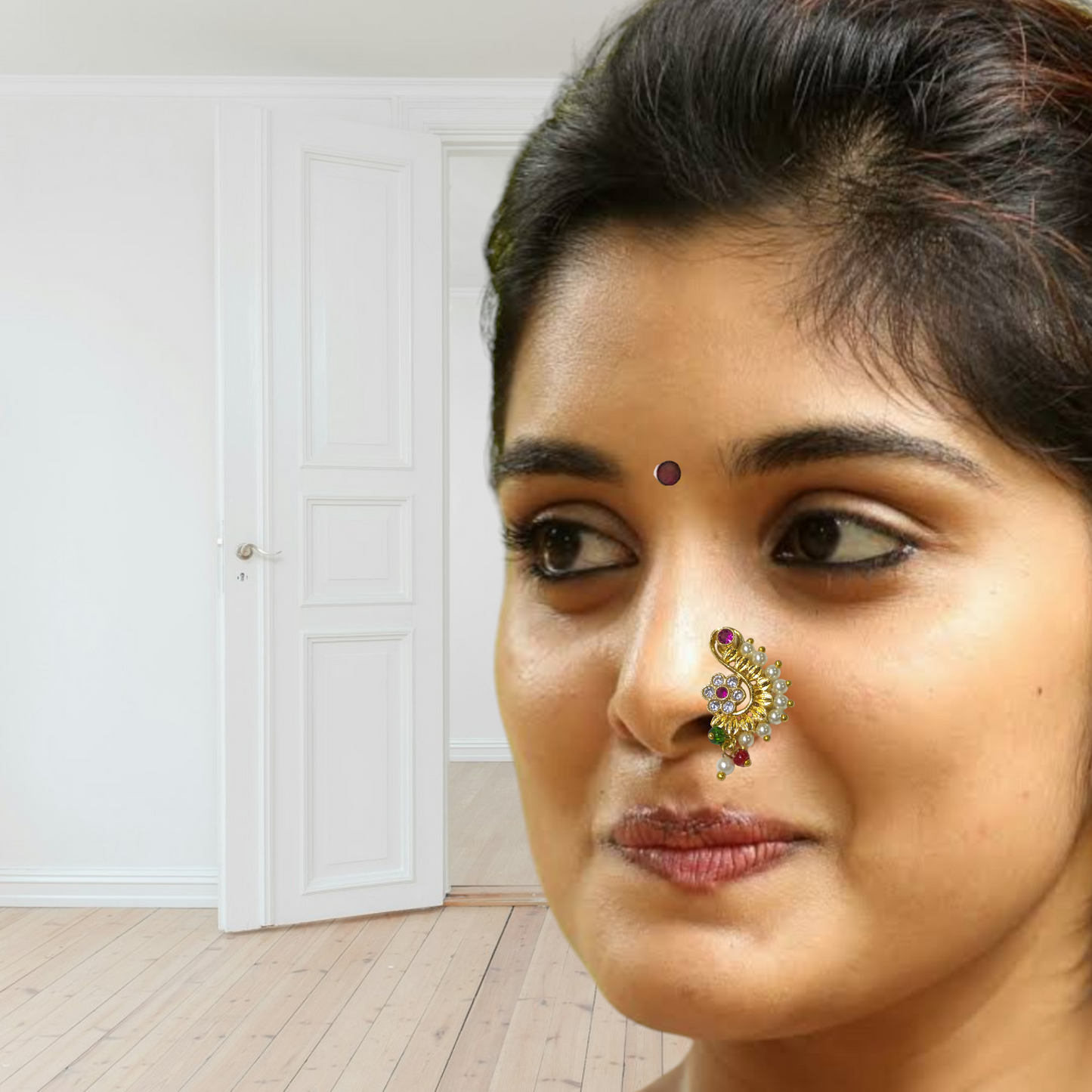 Goldplated Pearl S Sahpe Nath | Kalptaru Collection | kalptaru11217
