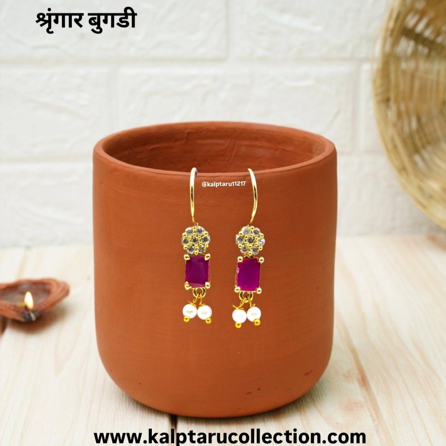 Ruby and pearl Maharashtrian bugadi for ethnic wear-Kalptaru Collection