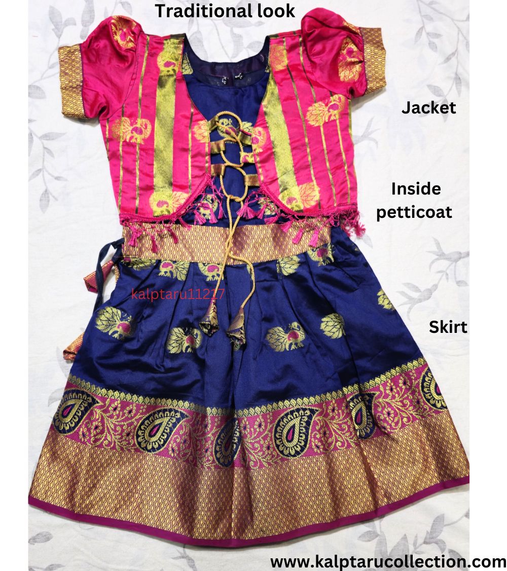 Parkar Polka Dress for Girls(3-5 Years)|Kids Ethnic Wear-Kalptaru11217