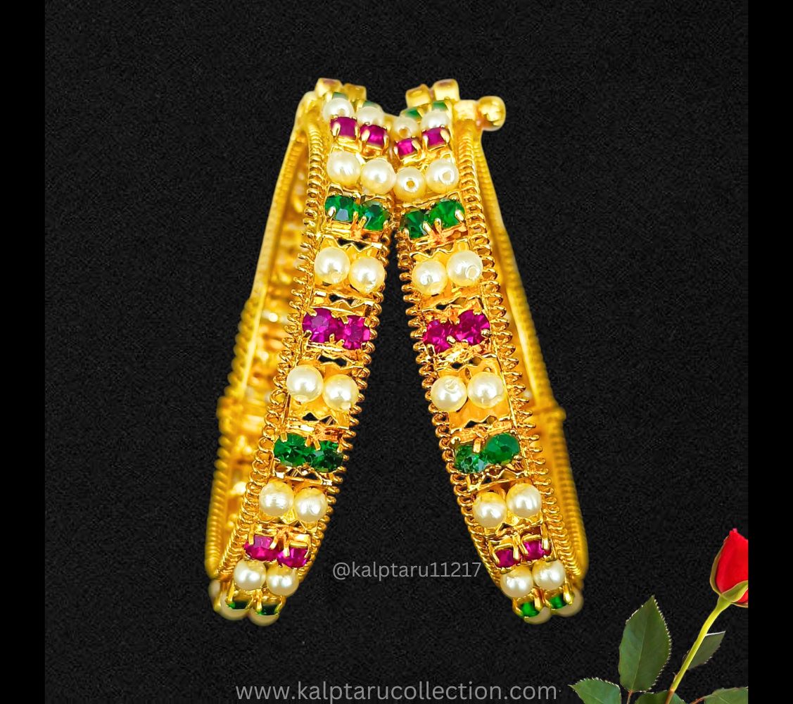 Elegant traditional pearl bangles for women by Kalptaru Collection.
