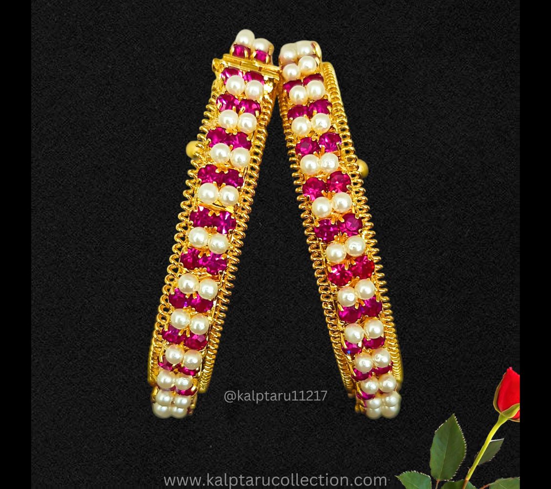 Shop Kangan Tode Pearl Bangles – stunning gold-plated bridal bangles at Kalptaru Collection.