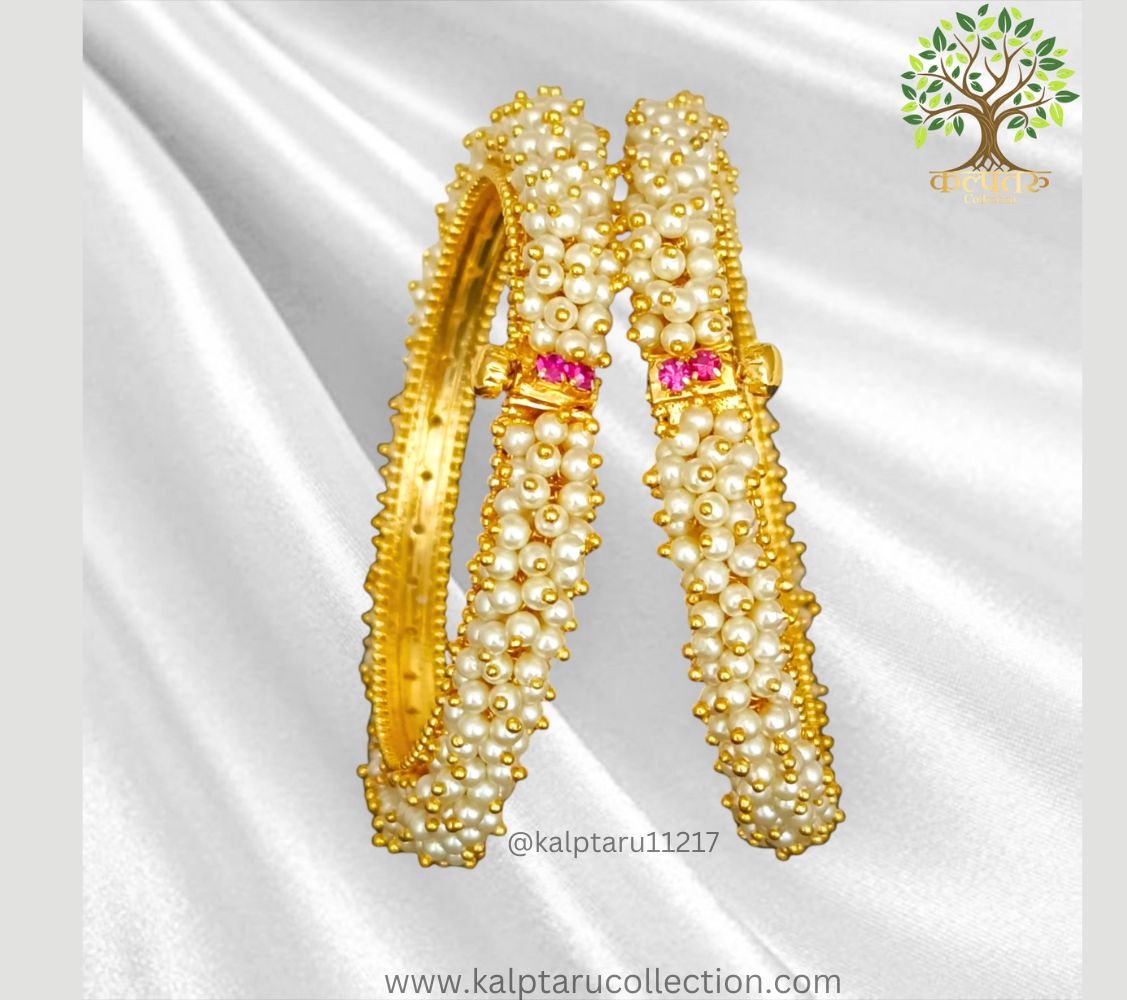 Gold-plated pearl bangles – shop ethnic bangles for women online