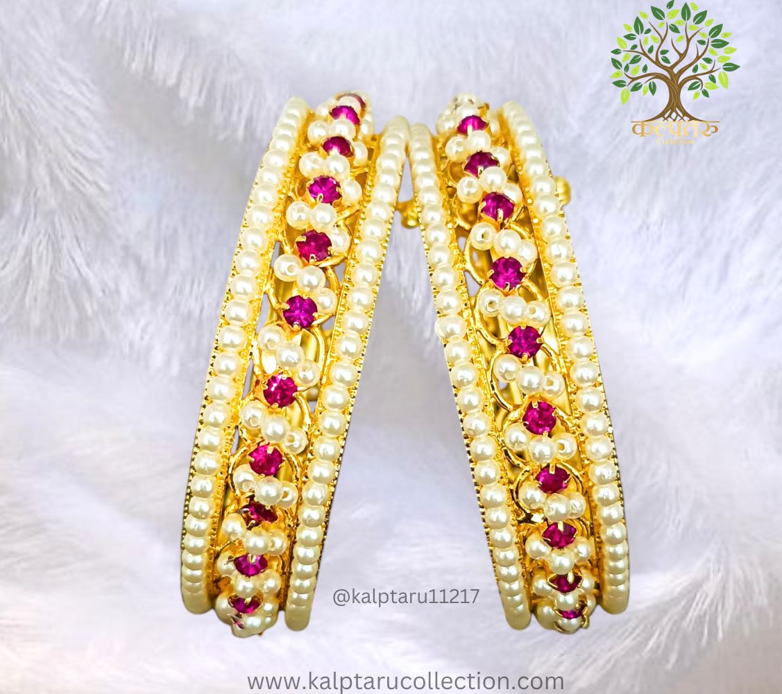 Kalptaru Collection's Maharashtrian full-moti tode bangles–buy traditional pearl gold-plated jewellery online for brides and festive wear.