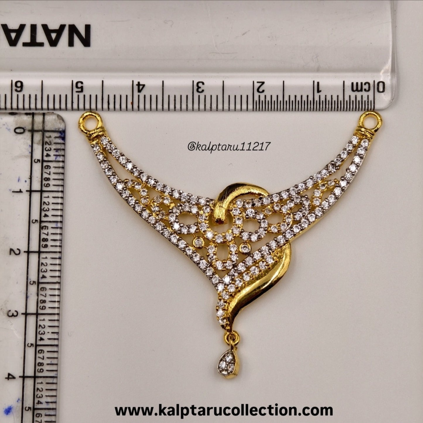  Daily Wear Micro Gold Plated AD Mangalsutra with Matching Earrings-Kalptaru Collection