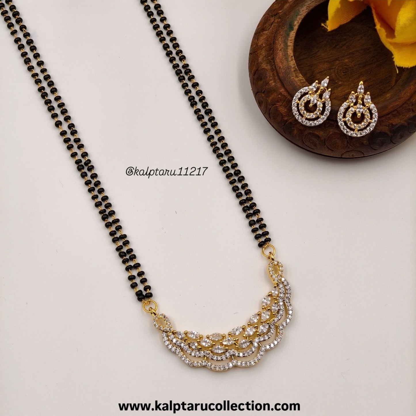 Wedding & Festive Wear AD Mangalsutra with Matching Earrings-Kalptaru Collection