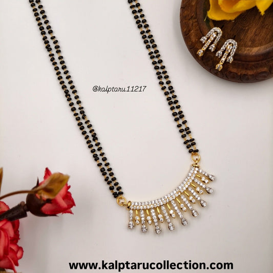 Beautiful AD Stone Mangalsutra Pendant with Earrings for Gifting-Kalptaru Collection