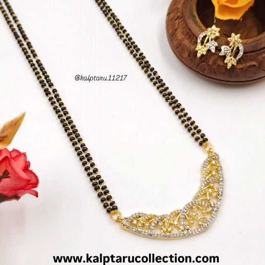 Elegant AD Stone Mangalsutra Pendant with Matching Earrings for Festive Wear-Kalptaru Collection