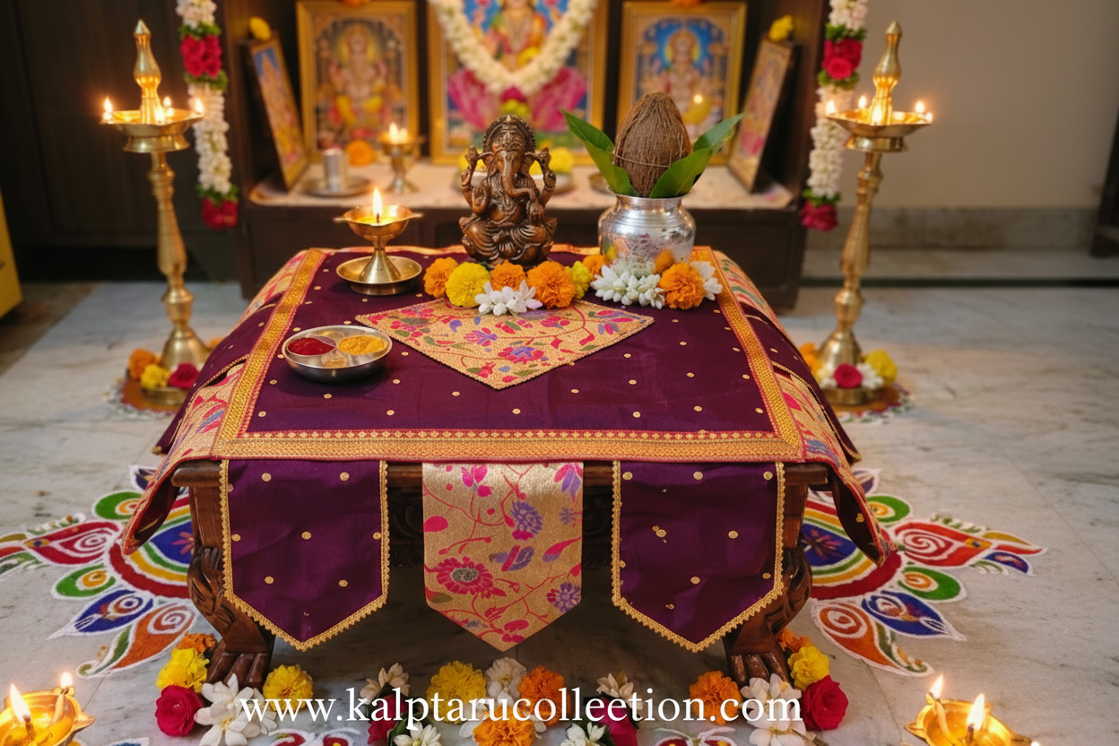 Traditional Paithani Chaurang Aasan for Ganpati Pooja | Kalptaru Collection