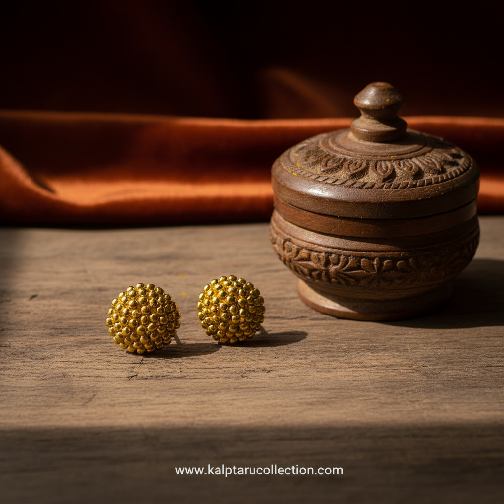Gold thushi ball studs for women wedding jewellery Kalptaru Collection