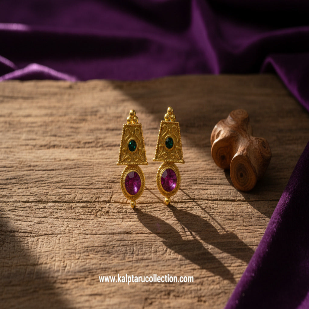 Traditional Maharashtrian stone stud earrings for women festive wear Kalptaru Collection