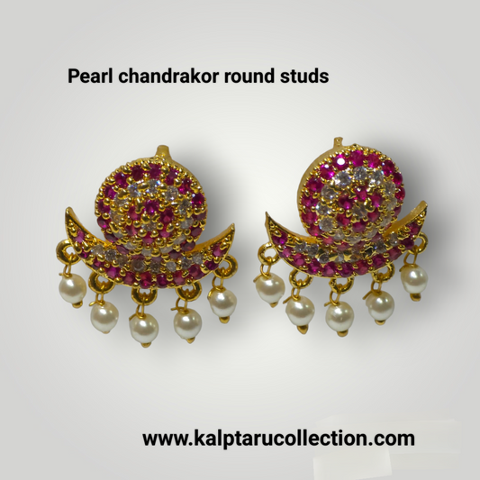 Pearl chandrakor round studs | Kalptaru Collection | kalptaru11217