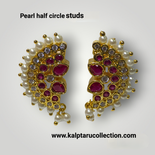 Pearl half circle studs | Kalptaru Collection | kalptaru11217