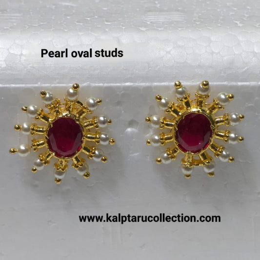 Pearl oval studs | Kalptaru Collection | kalptaru11217
