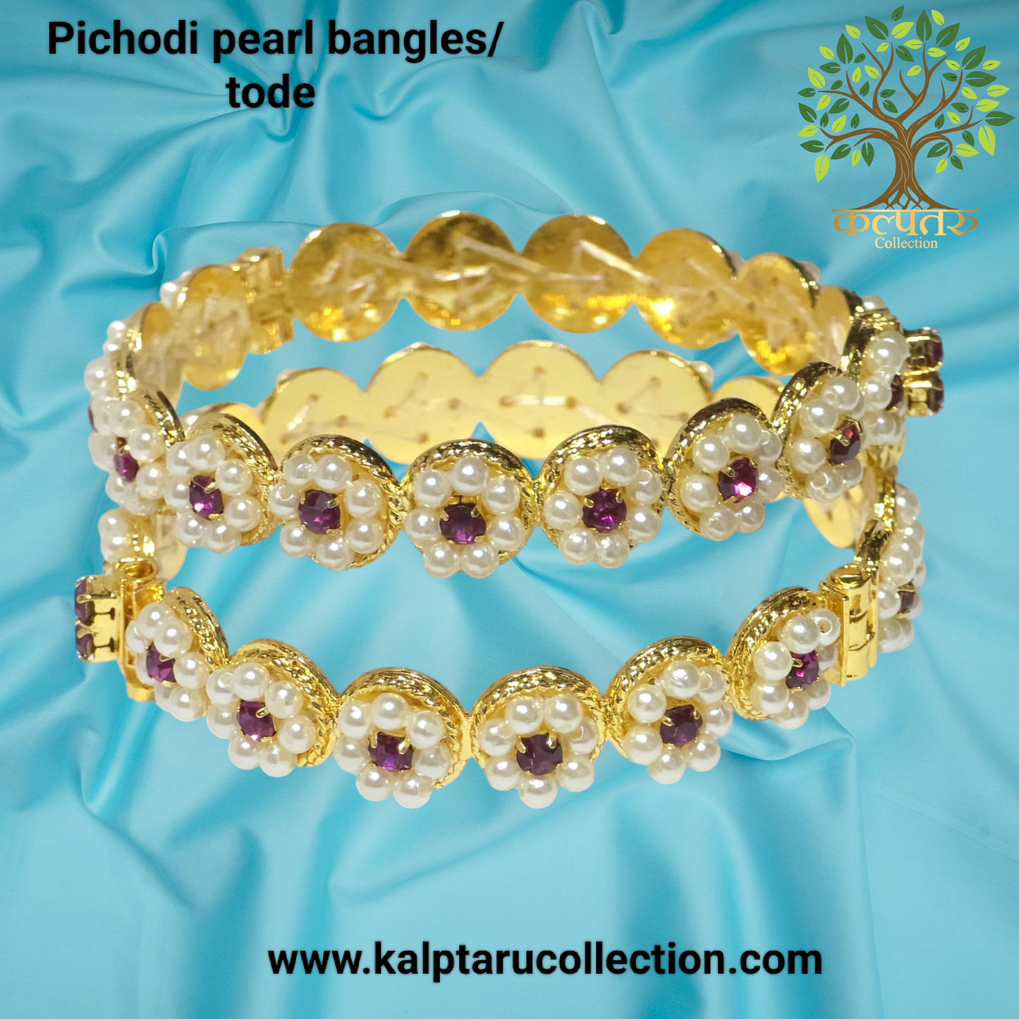 Buy Pearl Pichodi Bangles for bridal and festive occasions – Kalptaru Collection.