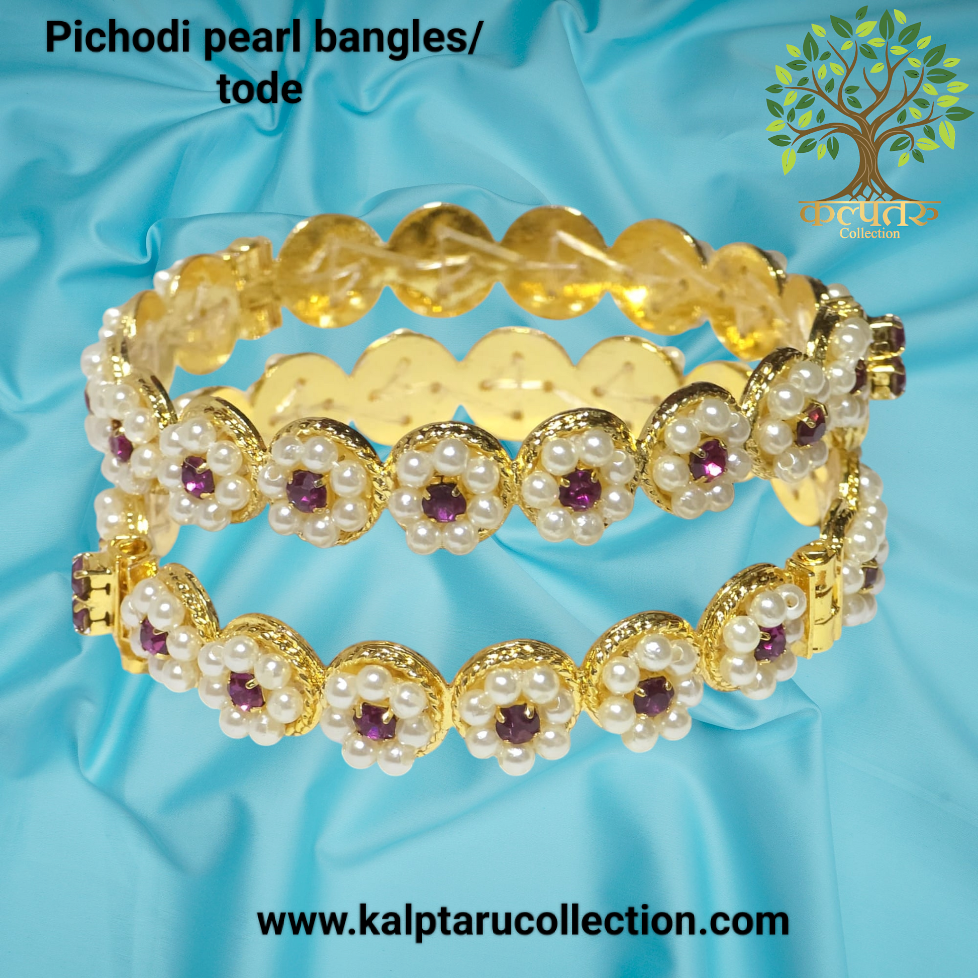 Buy Pearl Pichodi Bangles for bridal and festive occasions – Kalptaru Collection.