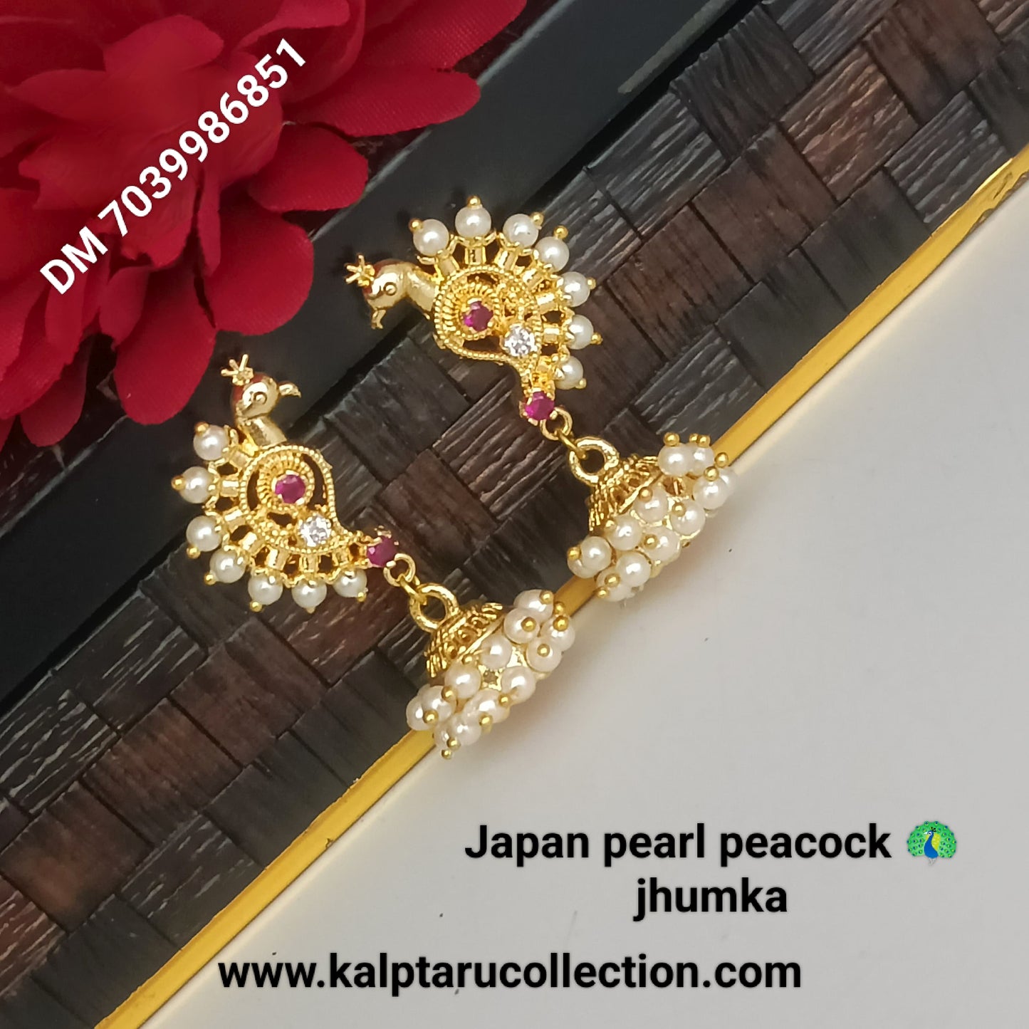 Pearl peacock jhumka