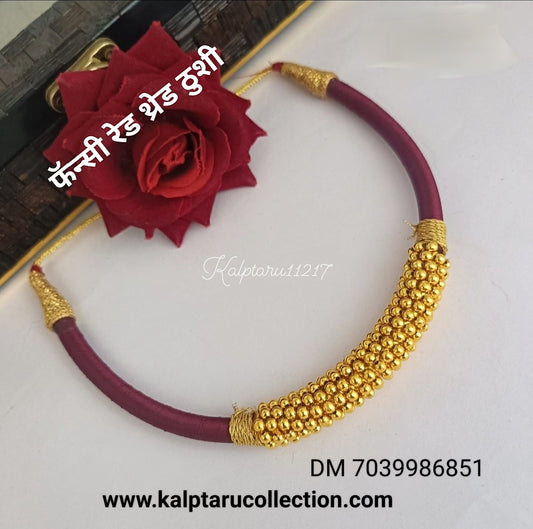 1gm goldplated fancy red thread thushi set