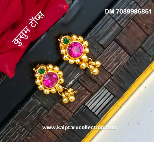 Elegant Maharashtrian gold plated earrings/studs for weddings-Kalptaru Collection