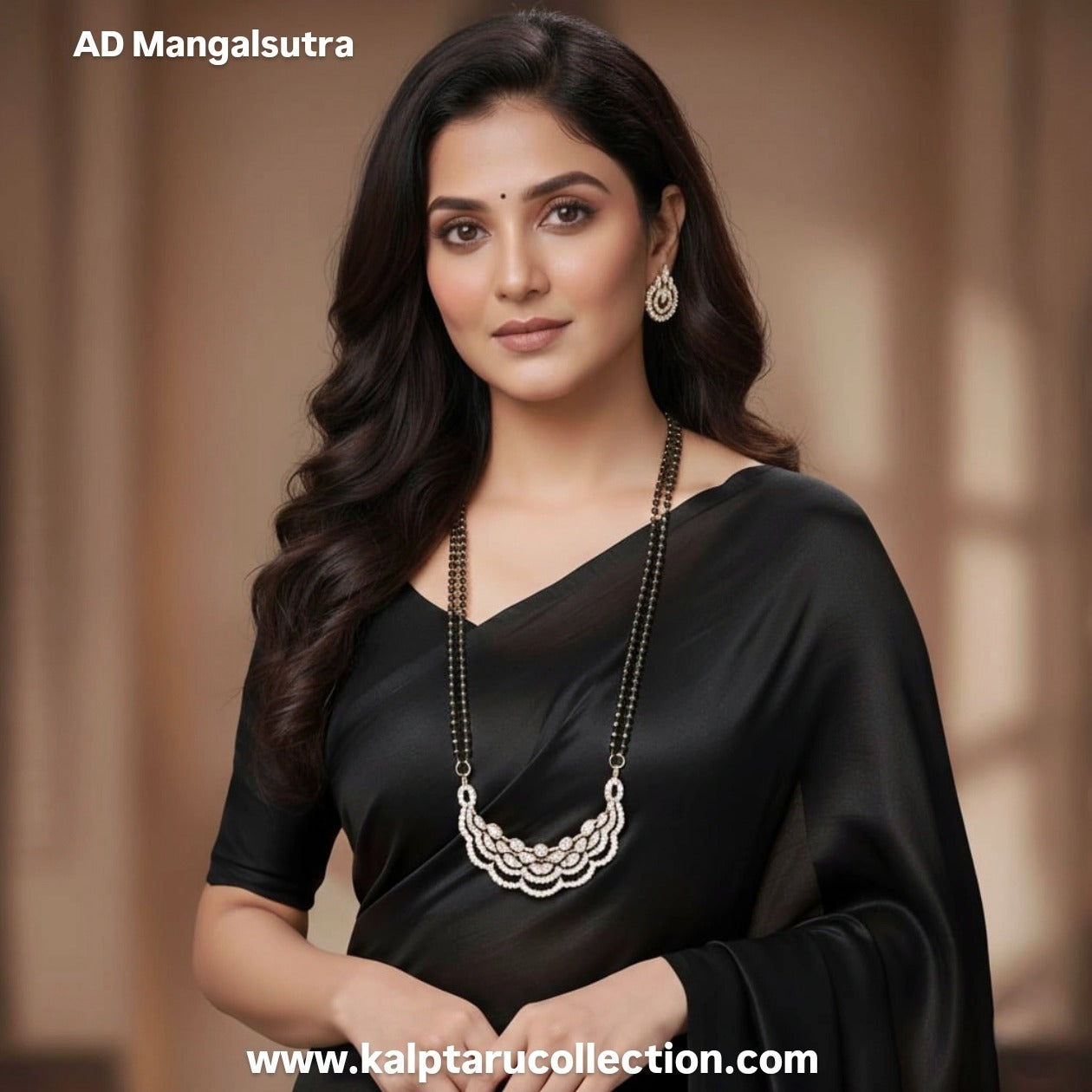 Elegant AD Stone Mangalsutra Pendant with Earrings for Women at Kalptaru Collection