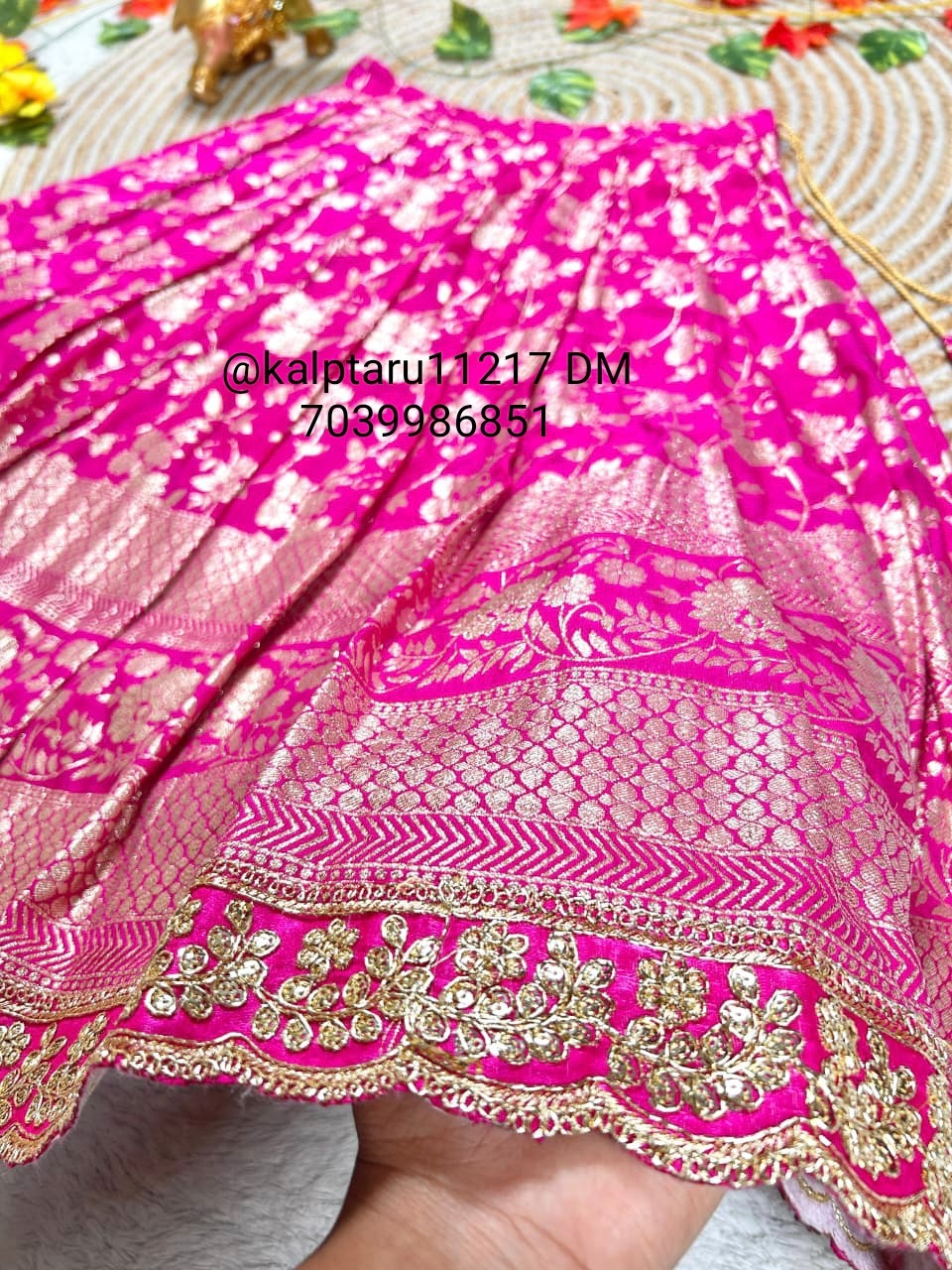 Kids pink and yellow skirt top traditional wear for festivals | Kalptaru Collection