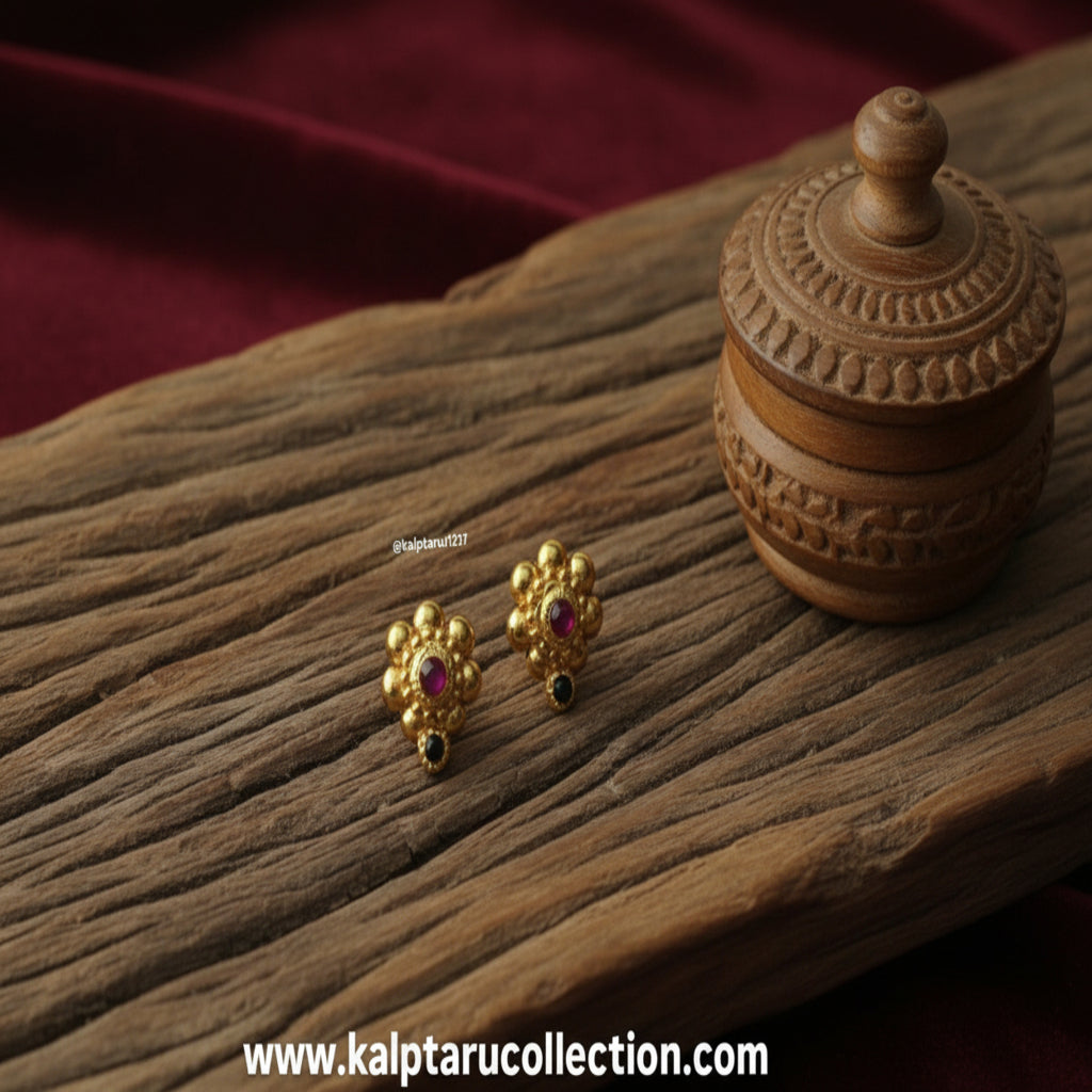 Maharashtrian gold studs for women wedding jewellery Kalptaru Collection