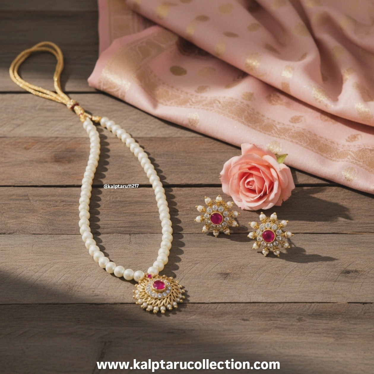 pearl mala with earrings for women at kalptaru collection