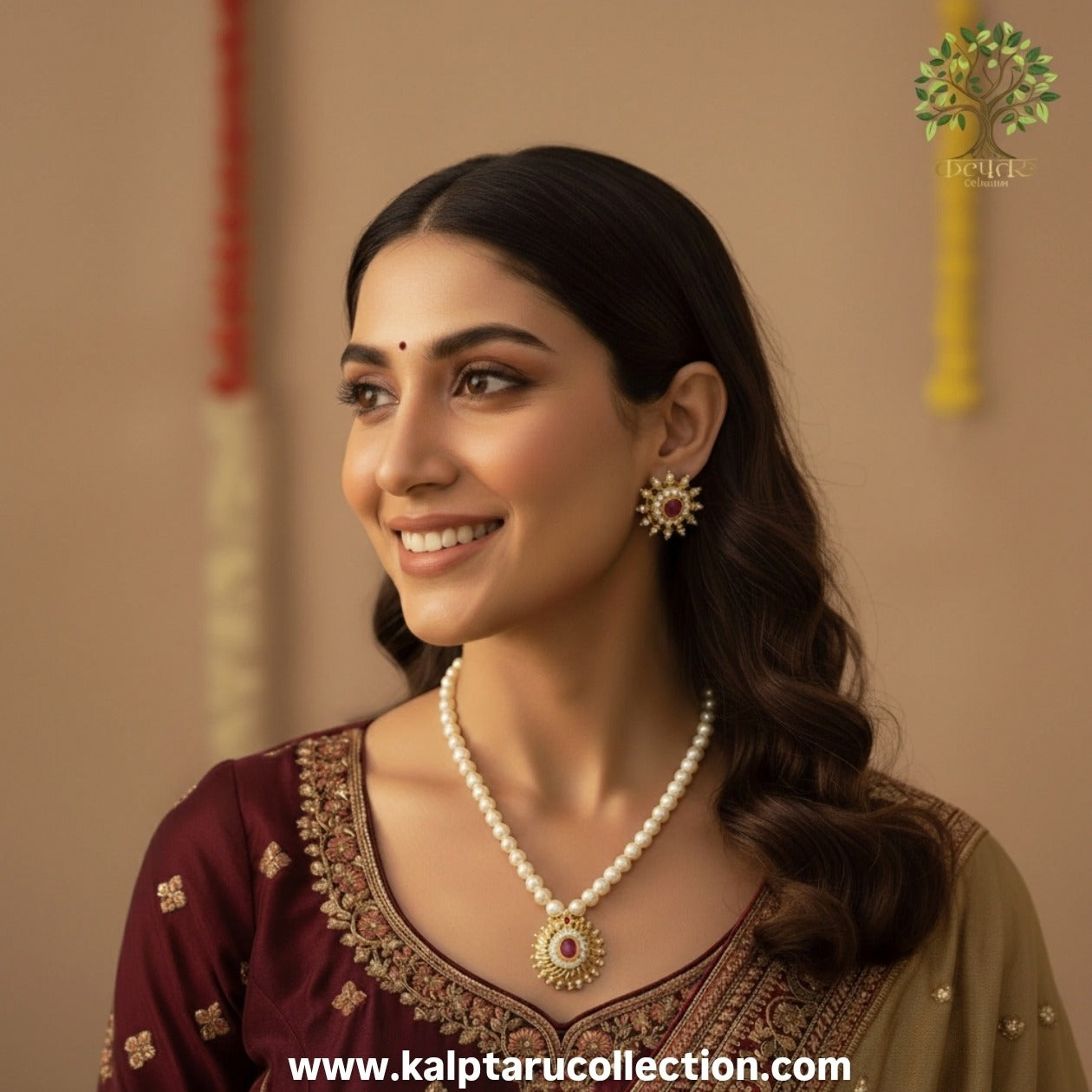 moti mala with earrings for women-girls at kalptaru collection