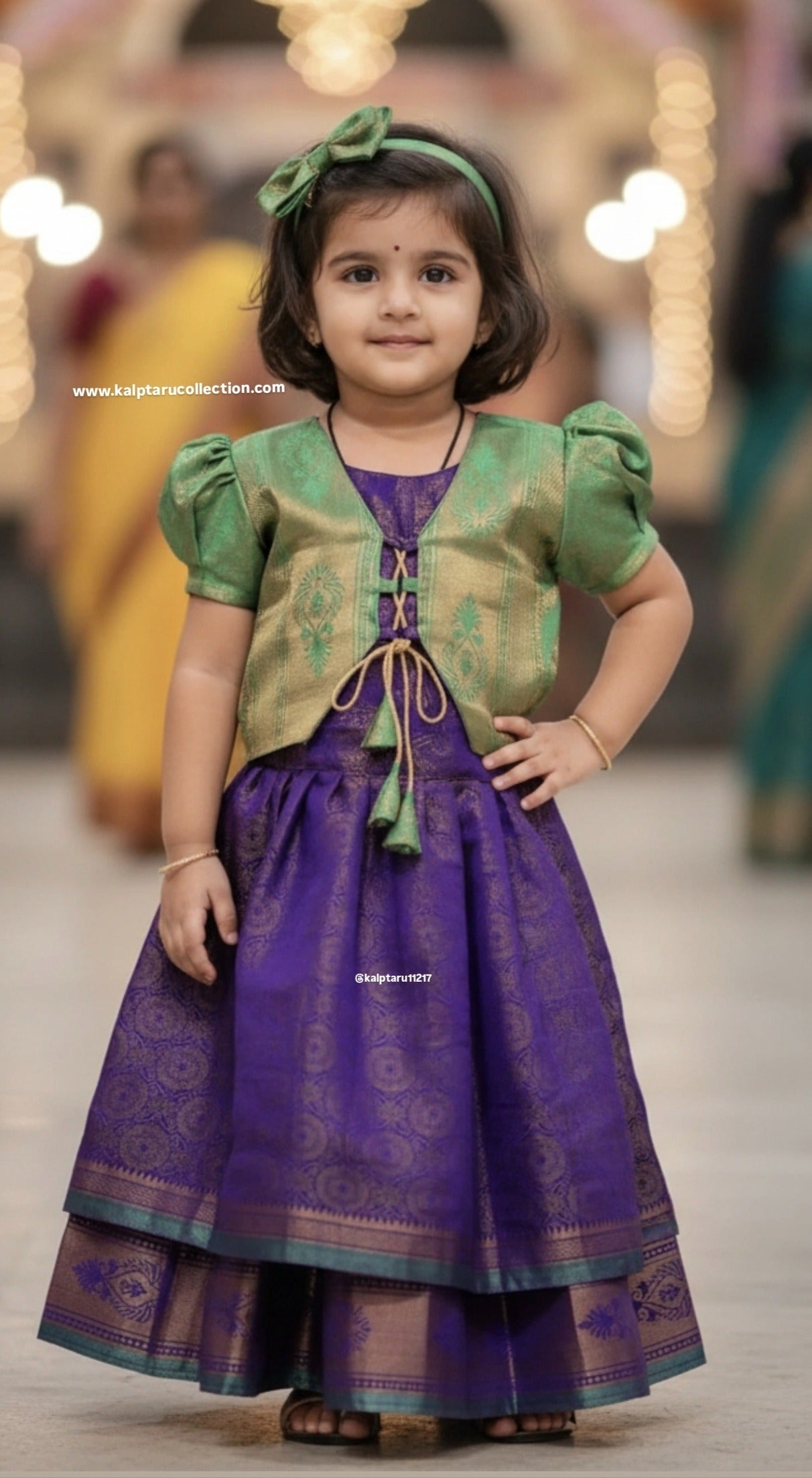 Kids ethnic celebration outfit purple parkar polka style dress | Kalptaru Collection